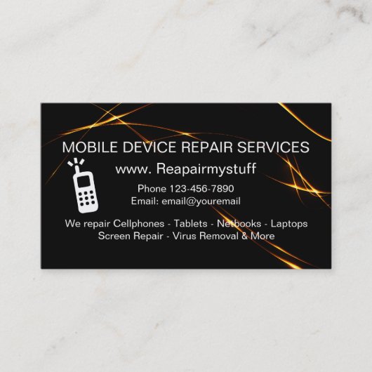Service voor reparatie van mobiele apparaten visitekaartje (Voorkant)