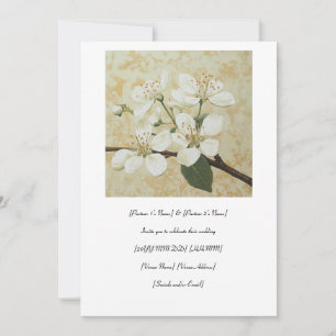 Serviceberry Flower Gravure Wedding Invitation Kaart