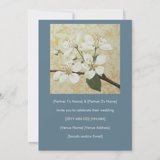 Serviceberry Flower Gravure Wedding Invitation Kaart (Voorkant)