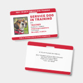 Servicehond in opleiding ID Rood Gepersonaliseerde Badge (Voor- en achterkant)