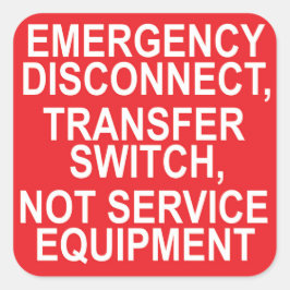 Servicelabel voor Disconnect Transfer Switch Vierkante Sticker