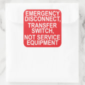 Servicelabel voor Disconnect Transfer Switch Vierkante Sticker (Tas)