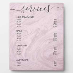 Servicemenu roos Gold Marble Salon Price List Serv Fotoplaat