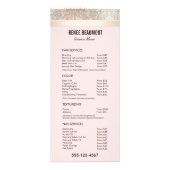 Servicemenu Sequin Gold Pink Salon Price List Reclamekaart (Voorkant)