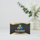 Servicepictogrammen herstellen | Goud Zwart Metaal Visitekaartje (Staand voorkant)