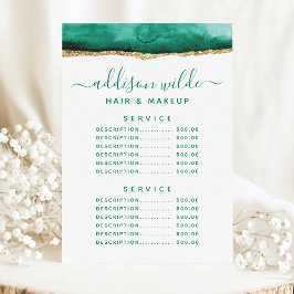 Serviceprijs Emerald Green en Gold Waterverf Menu
