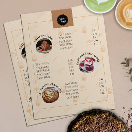 Serviceprijslijst Menu Bakkerij Beige Icons Logo
