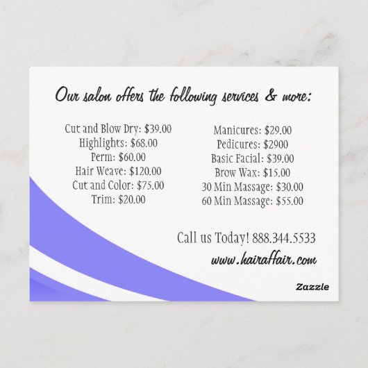 Services aangeboden ~ Briefkaart (Achterkant)