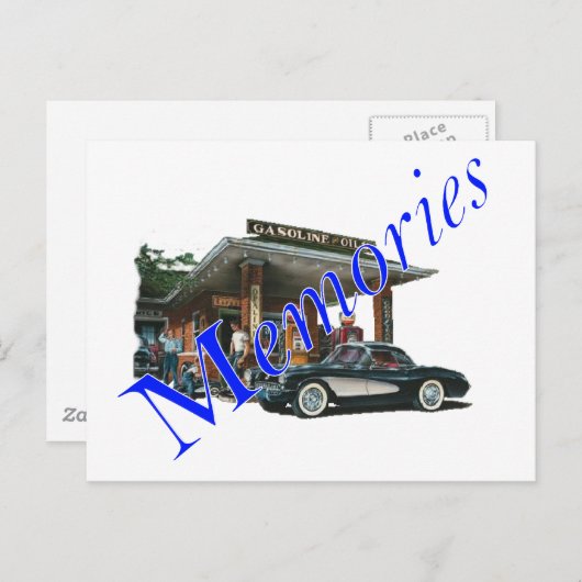  servicestation uit de jaren vijftig briefkaart (Voorkant / Achterkant)