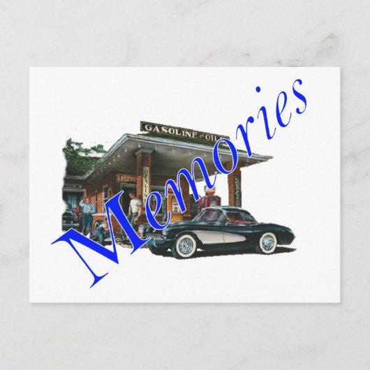  servicestation uit de jaren vijftig briefkaart (Voorkant)