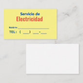 servicio. de electricidad visitekaartje (Voorkant / Achterkant)