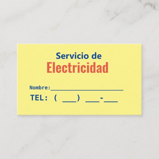 servicio. de electricidad visitekaartje (Voorkant)