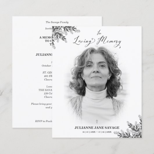 Servicio de recordatorio de fotografías funerarias (Voorkant / Achterkant)