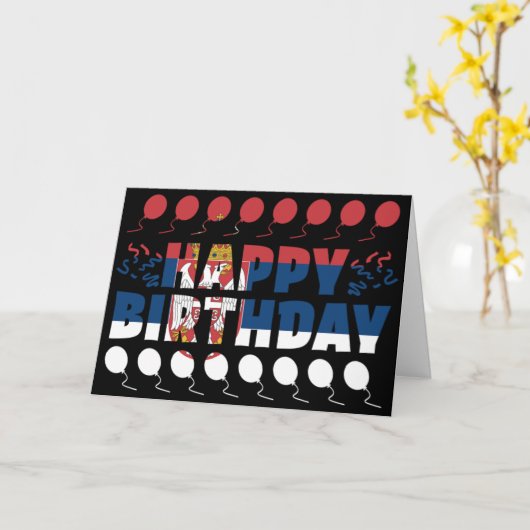 Servië: Birthday patriottic Flag Kaart (Gele Bloem)