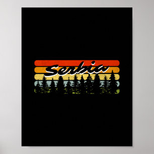 Servië Bos Zonsondergang Bomen Blokhut Vakantie So Poster