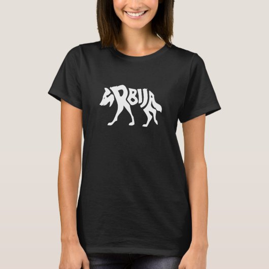 Servië Gray Wolf Srbija Word Cool Animal T-shirt (Voorkant)