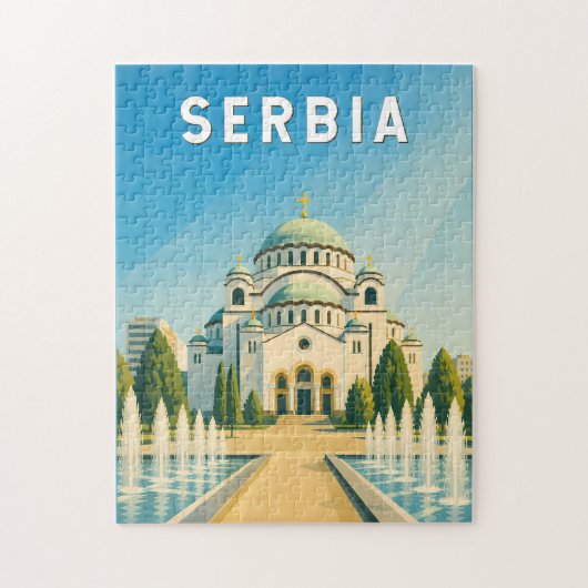 Servië Illustratie Reis Kunst Vintage Legpuzzel (Verticaal)