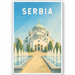 Servië Illustratie Reis Kunst Vintage Sticker