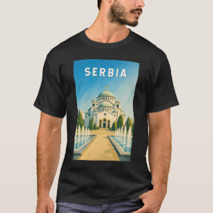 Servië Illustratie Reis Kunst Vintage T-shirt