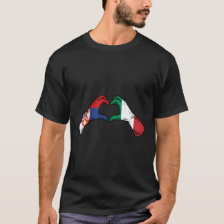 Servië Italië Vlag - Servisch Italiaans Hart T-shirt