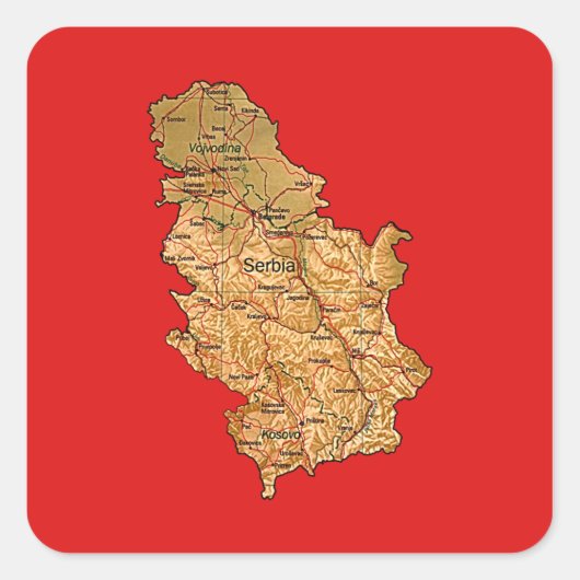 Servië Kaart Sticker (Voorkant)