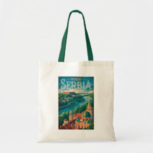 Servië Landschap Illustratie Reis Kunst Vintage Tote Bag