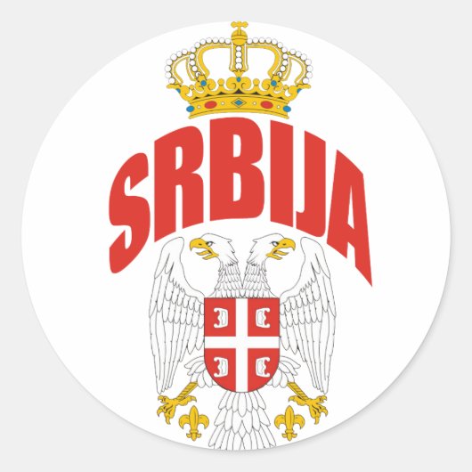 Servië Latijn Ronde Sticker (Voorkant)