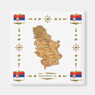 Servië Map + Flags Magnet