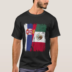 Servië Mexico Halve Vlag Servische Mexicaanse Erfe T-shirt