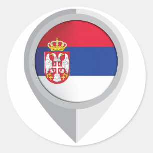 Servië Pin Locatie Vlag Ronde Sticker