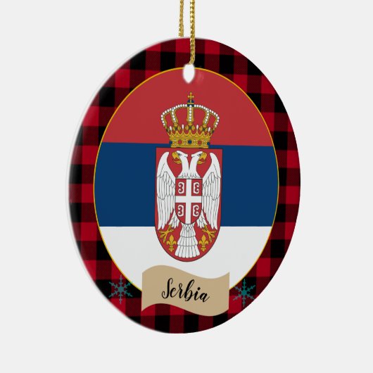 Servië, Rode buffels en Servische vlag Keramisch Ornament (Rechts)