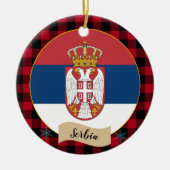 Servië, Rode buffels en Servische vlag Keramisch Ornament (Voorkant)