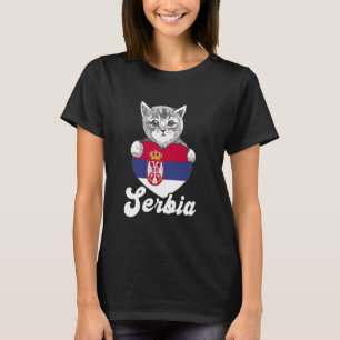 Servië Schattige Cat Heart Servisch Roots Flag Srb T-shirt