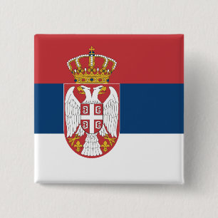 Servië (Servisch) Vlag Vierkante Button 5,1 Cm