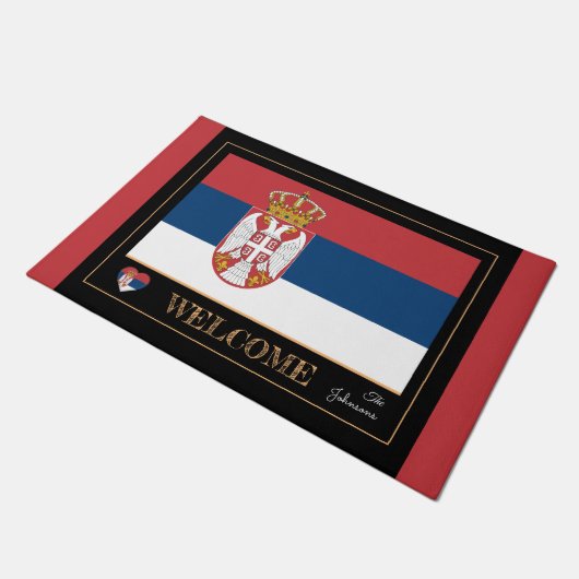 Servië & Servische vlag huis matten / sport Welkom (Schuin)