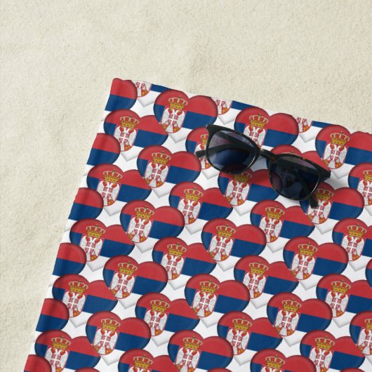 Servië Servische vlag kleuren harten patriottisch Strandlaken (In situ)