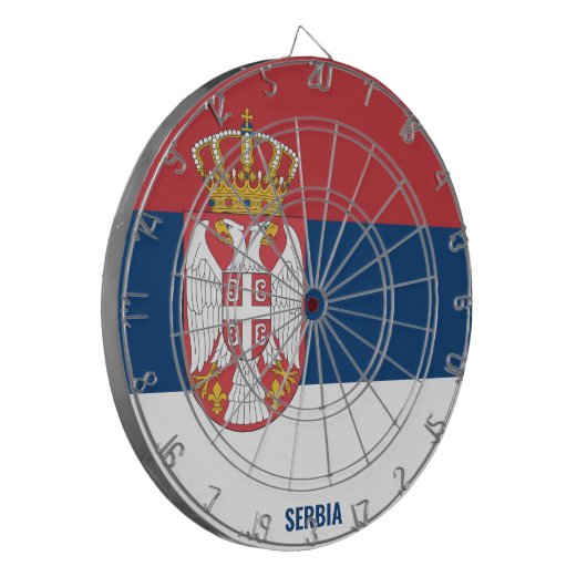 "Servië slaat toe!" patriottisch Dartbord (Voorkant Links)