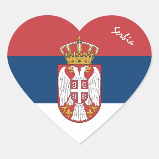Servië Sticker, Hart, Patriottische Servische Vlag Hart Sticker (Voorkant)