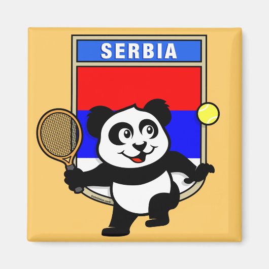 Servië Tennis Panda Magneet (Voorkant)