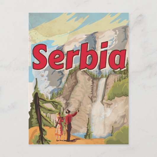 Servië vintage Reisposter Briefkaart (Voorkant)