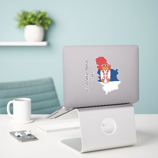 Servië Vlag Charmante Patriottische Kaart Sticker (Laptop op bureau)
