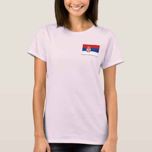 Servië Vlag en Kaart dk T-shirt (Voorkant)