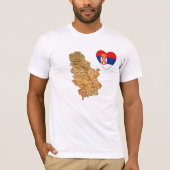 Servië Vlag Hart en Kaart T-Shirt (Voorkant)