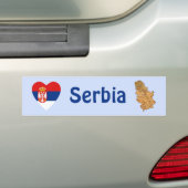 Servië Vlag Hart + Landkaart Bumpersticker (Op auto)