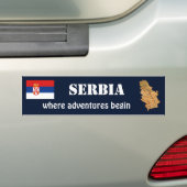 Servië Vlag + Landkaart Bumpersticker (Op auto)