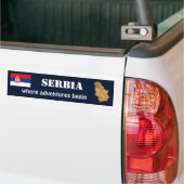 Servië Vlag + Landkaart Bumpersticker (Op Truck)