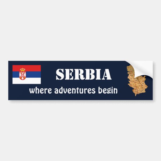 Servië Vlag + Landkaart Bumpersticker (Voorkant)