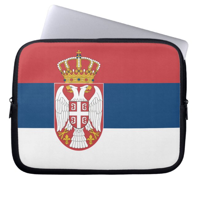 Servië vlag laptop hoes (Voorkant)