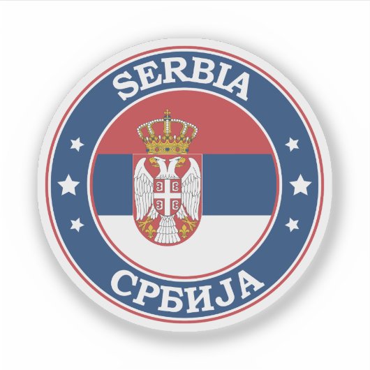 Servië vlag ronde cirkel embleem sticker (Voorkant)