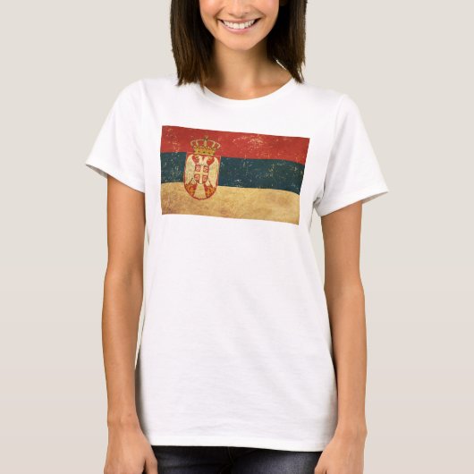 Servië Vlag Vrouwen Wit T-shirt (Voorkant)